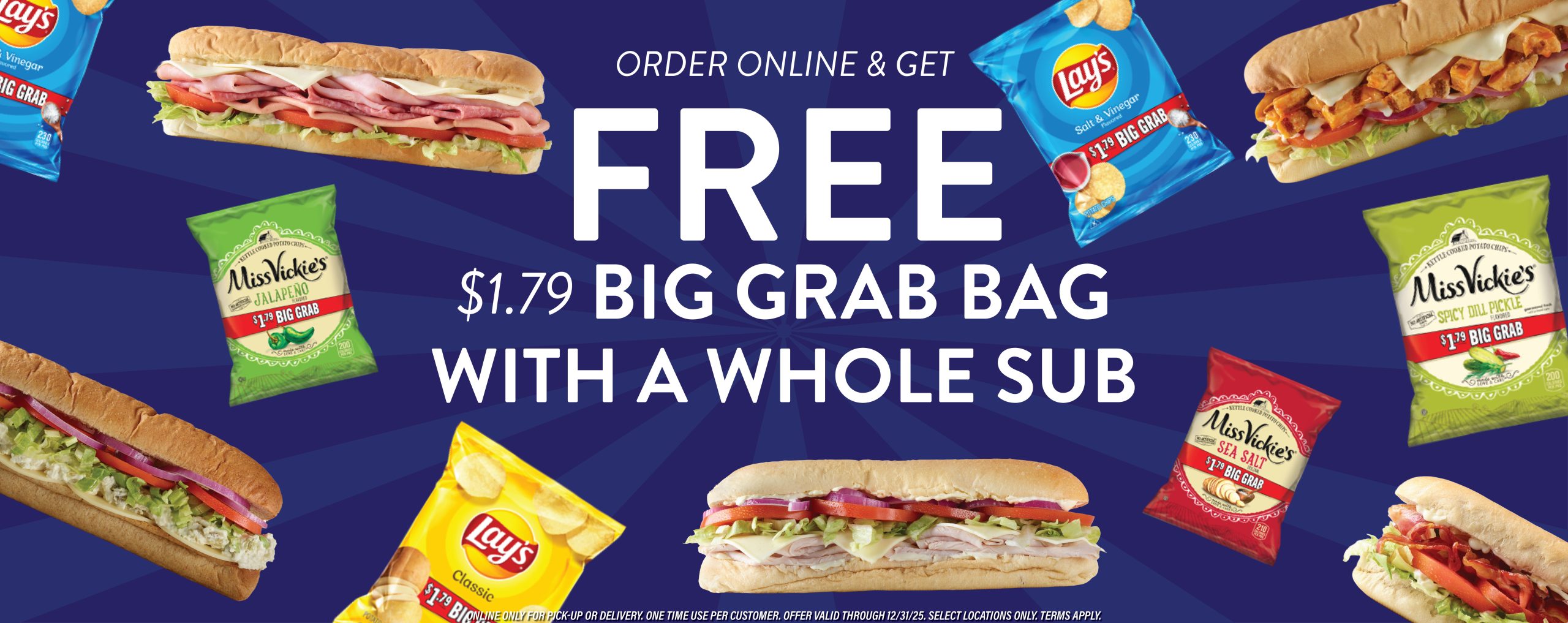 FREE CHIPS & a Whole Sub